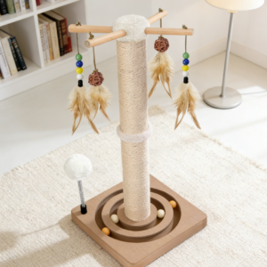 Sisal Cat Scratching Post Tower with Ball Track and Dual Mounting (Three Pack)