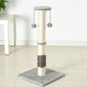 Light Grey Vertical Sisal Cat Scratching Post with Hanging Ball (Three Pack)