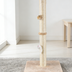 Yellow Cat Scratching Post with Sisal Rope and Hanging Balls (Two Pack)