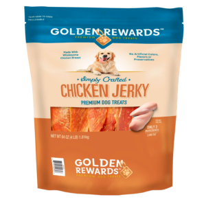 Golden Rewards Chicken Flavor Premium Dry Jerky Treats for All Dogs, 64 oz