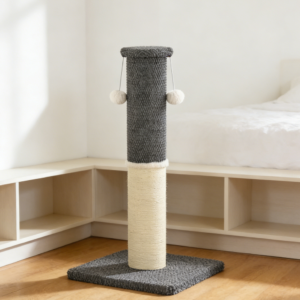 Dark Grey Heavy Duty Sisal Cat Scratching Post with Hanging Balls (Four Pack)