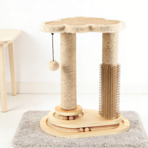 Natural Sisal Cat Scratching Post with Soft Perch and Ball Track (Four Pack)