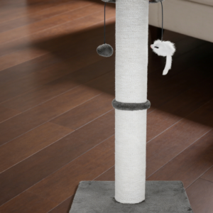 Grey Heavy Duty Cat Scratching Post with Cotton Rope and Hanging Toys (Five Pack)