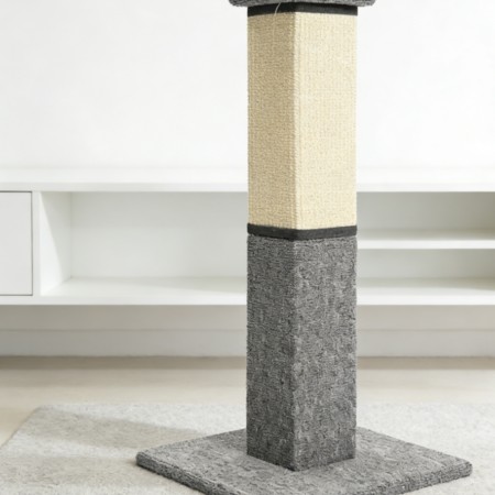 Beige Dual-Material Carpet and Sisal Cat Scratching Post with Toy (Three Pack)