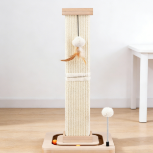 Vertical Sisal Cat Scratching Post with Track Balls and Hanging Toys (Three Pack)