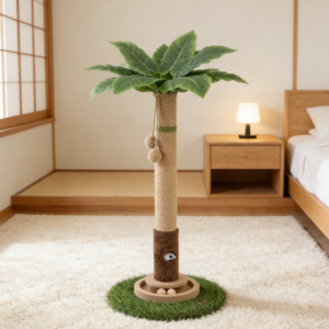 Cat Scratching Post Tower with Interactive Toy Hole and Wooden Ball (Six Pack)